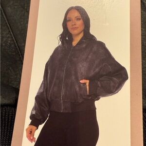 Faux leather Women's Black Bomber Jacket